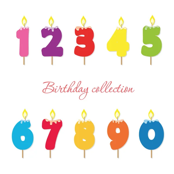 Gyertya színes számok. Születésnapi party és az ünneplés elemek látványelemkészlet. — Stock Vector