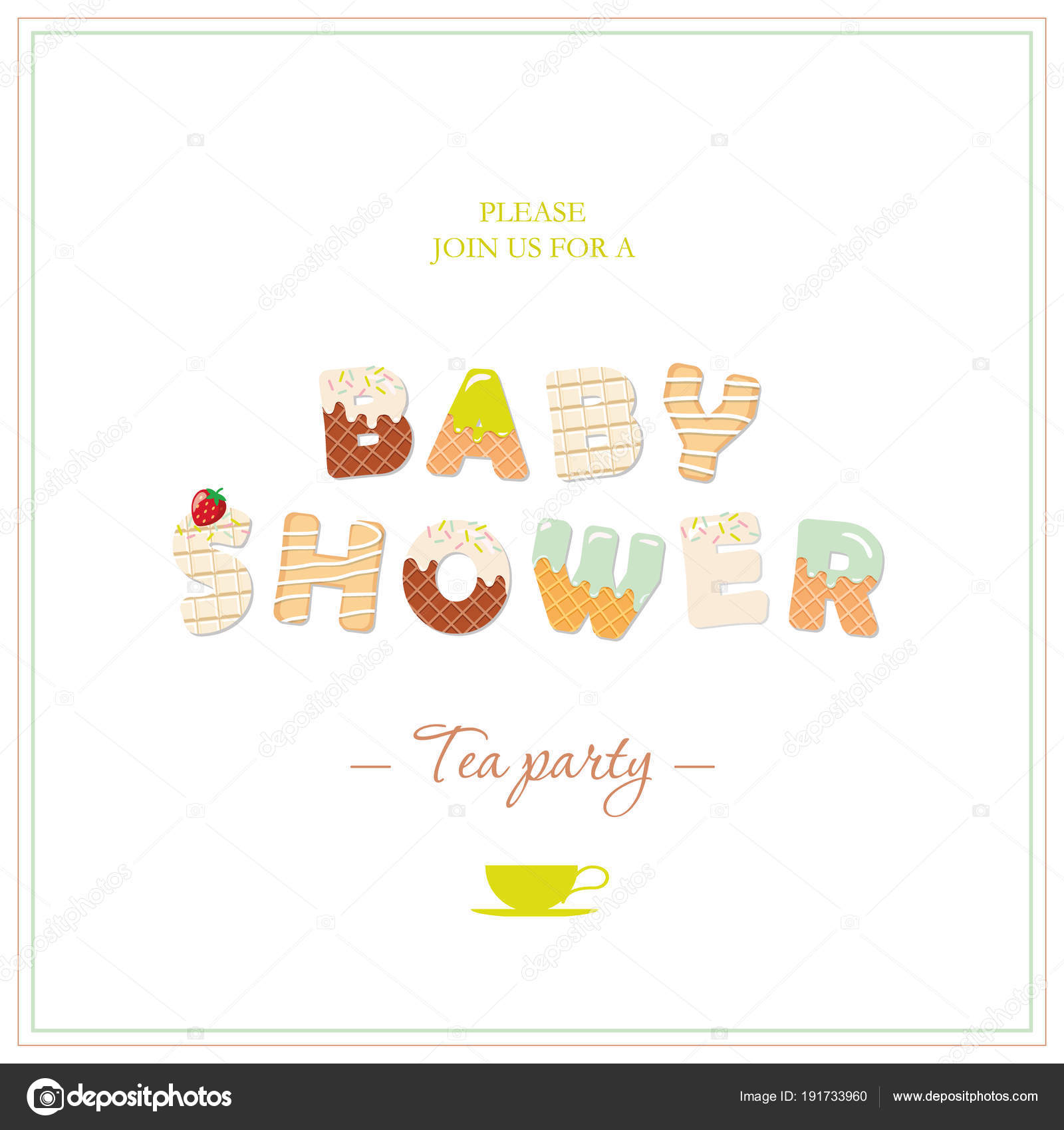 Boy Baby Shower Tea Party Invitation Design Sweet Decorative Boy Baby Shower Tea Party Invitation Design Sweet Decorative