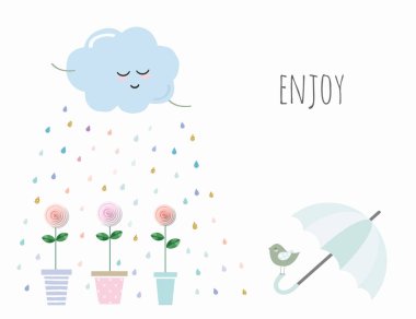 Sevimli çizgi film ilham verici kartıyla.