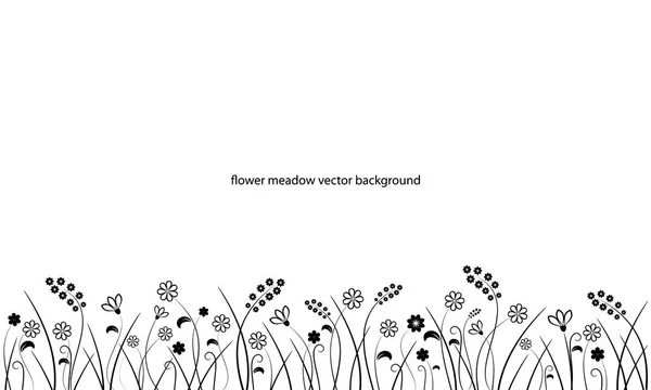Květinová louka čáry ohraničení izolované na bílém. — Stockový vektor
