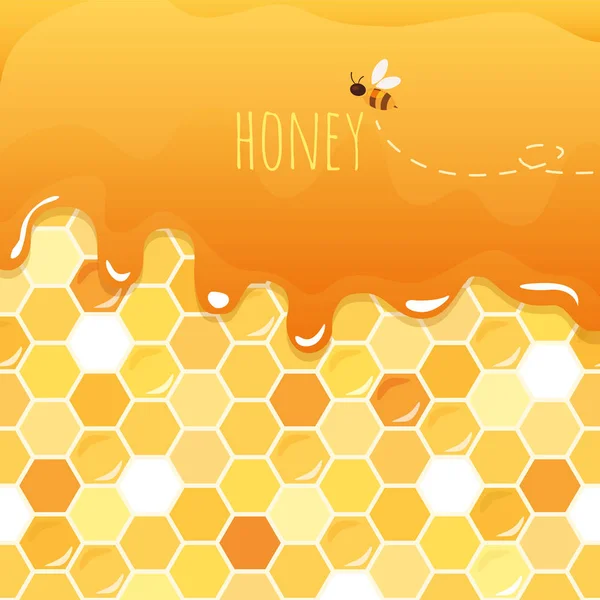 Süßen Honig glänzenden Hintergrund mit Kopierraum für Ihren Text. inklusive nahtlosem Muster mit Wabe. — Stockvektor