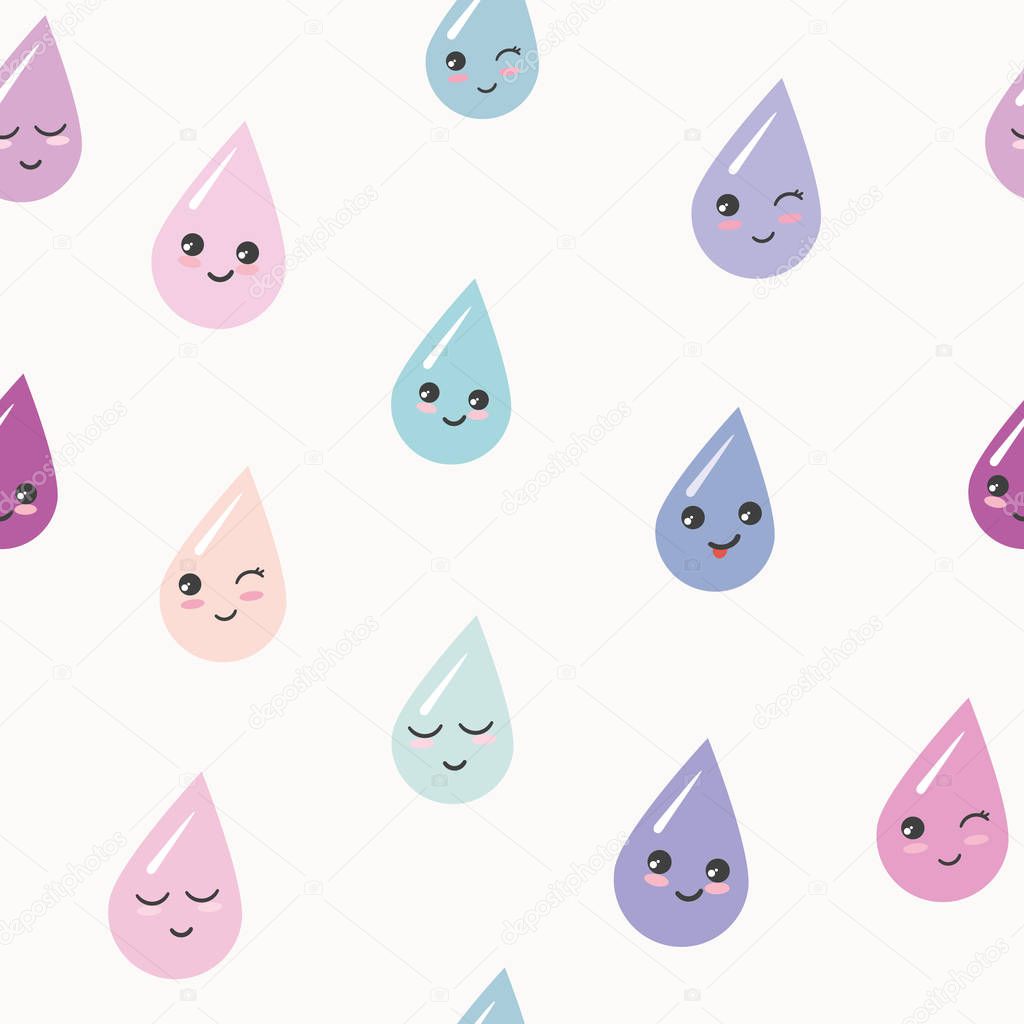 Cute seamless pattern background with colorful watercolor drops. For print and web.