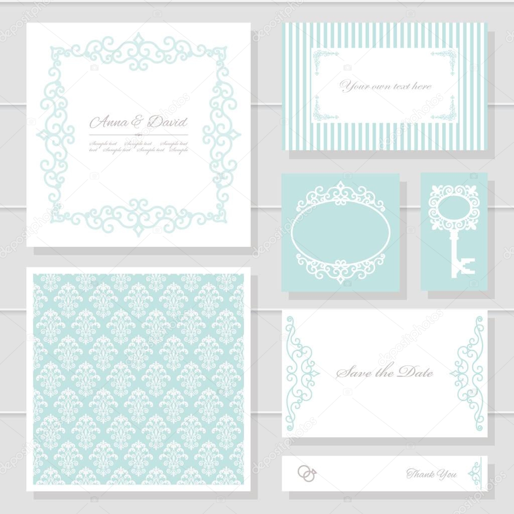 Invitation cards and templates set.