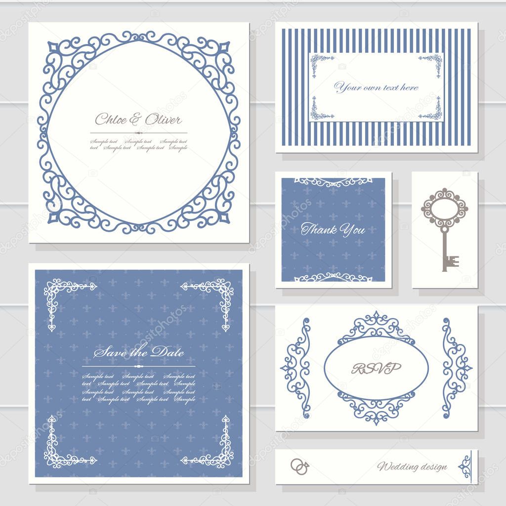 Invitation cards and templates set.