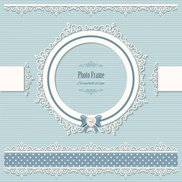 Lacy round frame and borders. Vintage. — Stock Vector