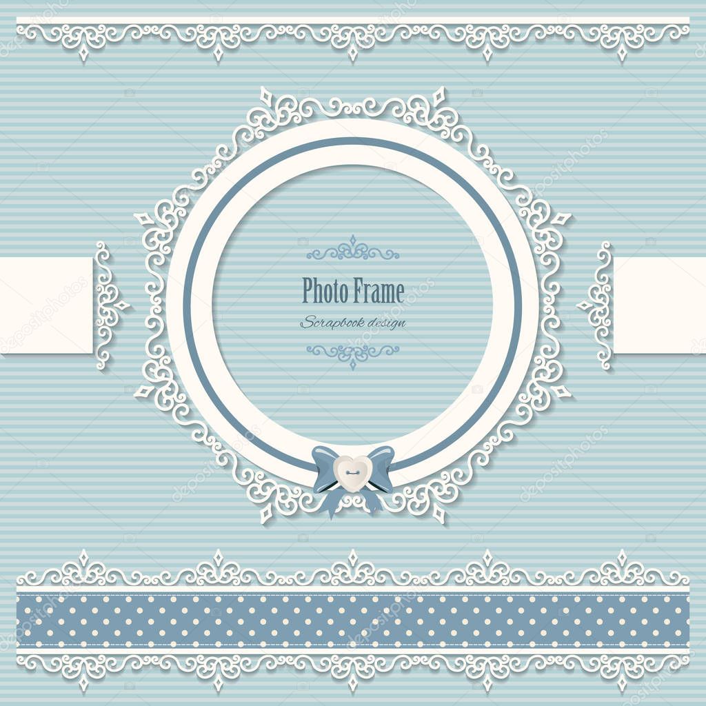 Lacy round frame and borders. Vintage.