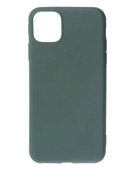 Grön smart telefon isolerad på vit bakgrund i en transparent fall back view. — Stockfoto