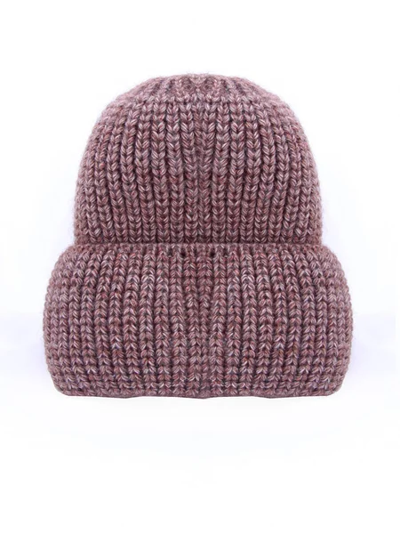 Chapeau isolé sur fond blanc .tricot chapeau .brown — Photo