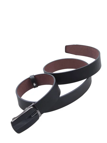 Cinturão preto elegante isolado em fundo branco . Fotos De Bancos De Imagens