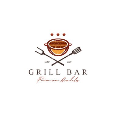 Rustic Grill Bar logo şablonu, Grill House logosu tasarımları
