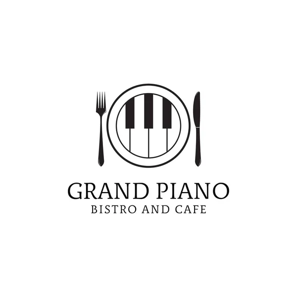 Grand piano bistro y café logo diseños — Archivo Imágenes Vectoriales