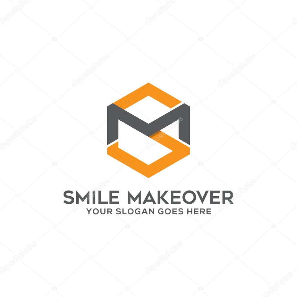 SM letter logo designs, square, space, games logo inspirations, simple logo vector