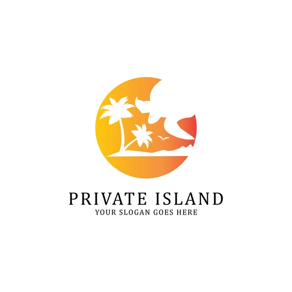 Plantilla de logotipo de viaje Isla privada — Vector de stock