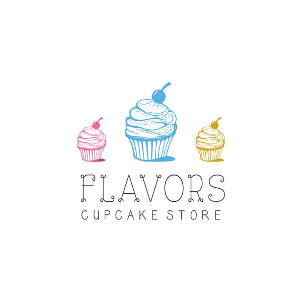 Cupcake Store Logo Design Inspirationen — Stockvektor