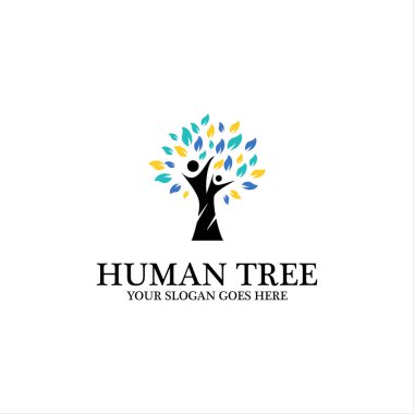 İnsan Ağacı logosu tasarımı, insanlar sağlıklı logo şablonu