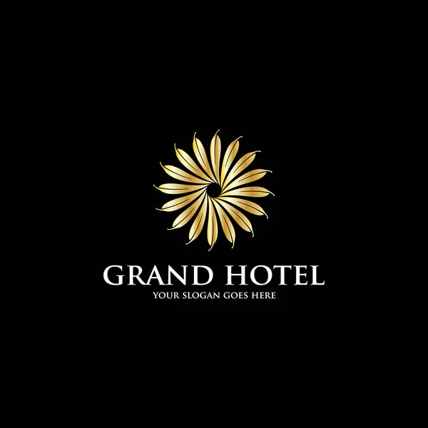 Inspiración del logo del hotel Gold Feather, grand hotel logo stock — Archivo Imágenes Vectoriales