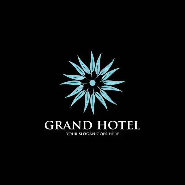 Inspiração do logotipo do hotel pena azul, modelo de logotipo do hotel grande luxo — Vetor de Stock