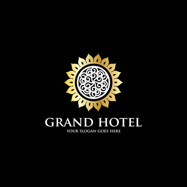 Gran sol logotipo del hotel inspiración, plantilla de logotipo del hotel de lujo — Archivo Imágenes Vectoriales