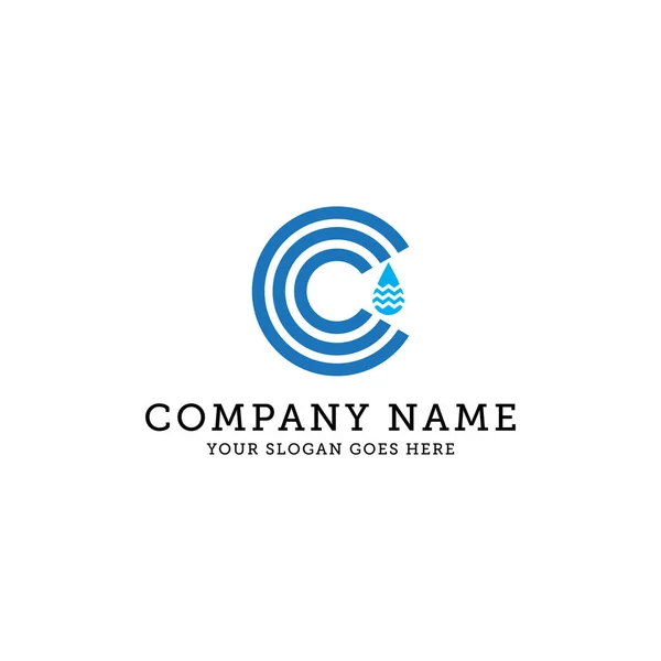 Doğal su logosu şablonu, c harfi logo tasarımı şirketiniz için iyi. — Stok Vektör