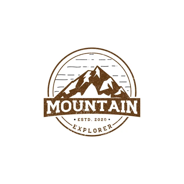 Rustic mountain explorer logo designs, mountain explorer logo vector illustration — стоковый вектор