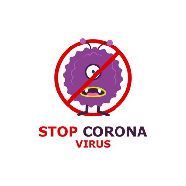 Corona virüsünü durdurun. İnsanlar bir poster taşıyacak. Virüs dur işareti..