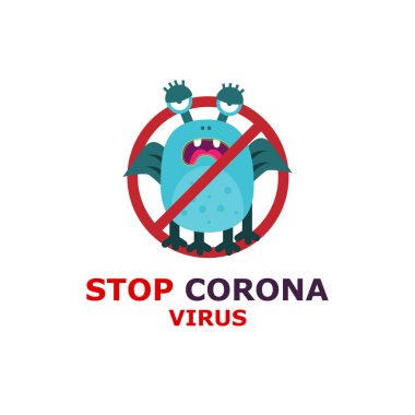 Corona virüsünü durdurun. İnsanlar bir poster taşıyacak. Virüs dur işareti..