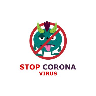 Corona virüsünü durdurun. İnsanlar bir poster taşıyacak. Virüs dur işareti..