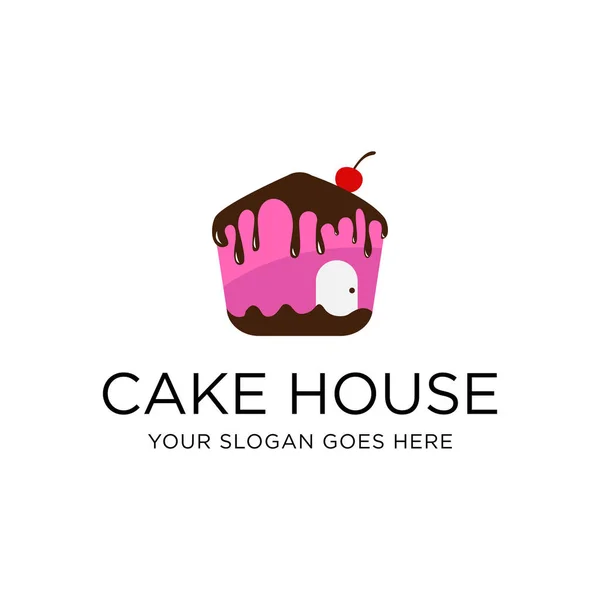 Kreative Kuchen Haus Logo Design Vektor Machen Kuchen Und Bäckerei — Stockvektor