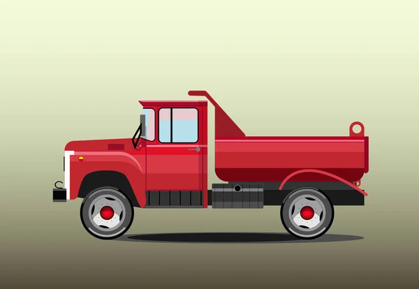 Viejo camión volquete rojo — Vector de stock