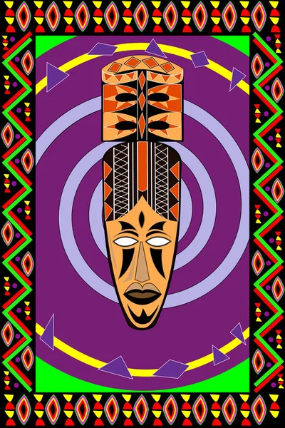 Máscara Madera Tribal Africana Marco — Vector de stock