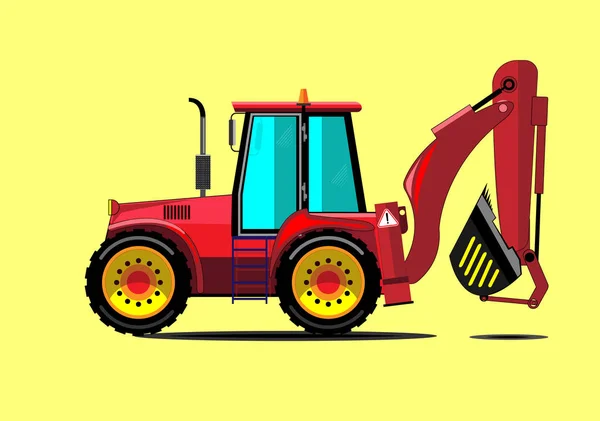 Bulldozer Industrial Rojo Para Construcción Las Obras Tierra — Vector de stock