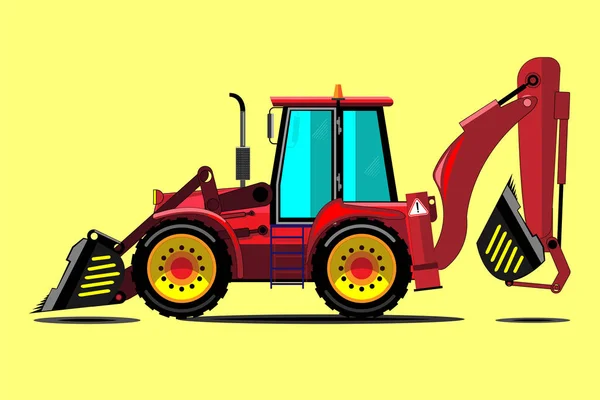 Bulldozer Industrial Rojo Para Construcción Las Obras Tierra — Vector de stock
