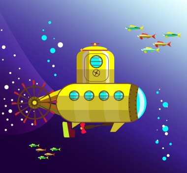 yellow bathyscaphe under the water clipart
