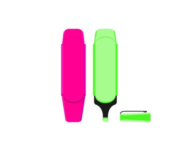 Yeşil ve kırmızı işaretler yakın plan. Vektör illüstrasyonu.