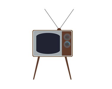 Bacakları üzerinde eski bir televizyon. Vektör çizimi. Beyaz izole arkaplan.