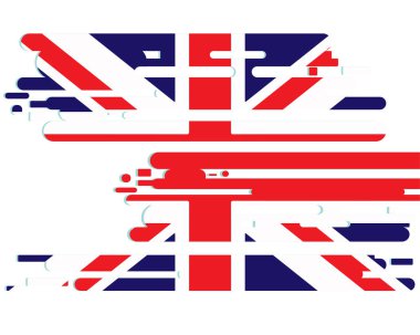 Büyük Britanya bayrağı grunge tarzında. İzole edilmiş beyaz arkaplanda vektör illüstrasyonu.
