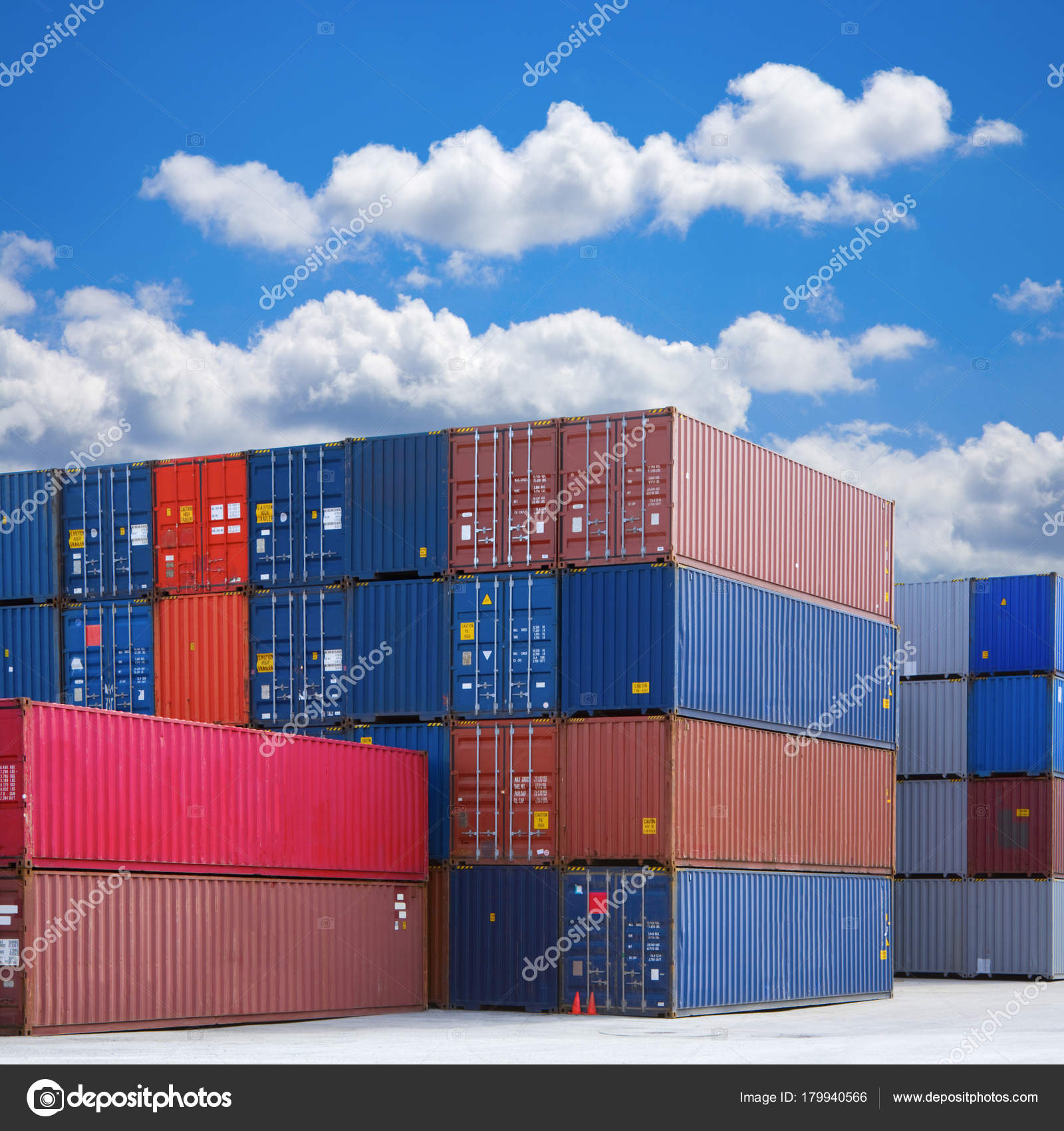 Stacked Shipping Containers and Summer Sky — Stock Photo ...
