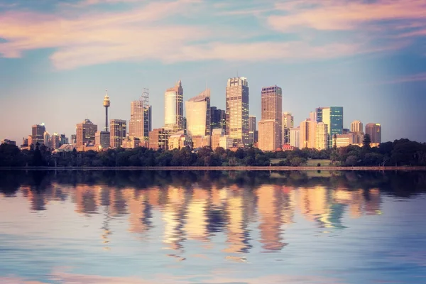 Sydney Skyline Sonnenaufgang Platz Australien — Stockfoto