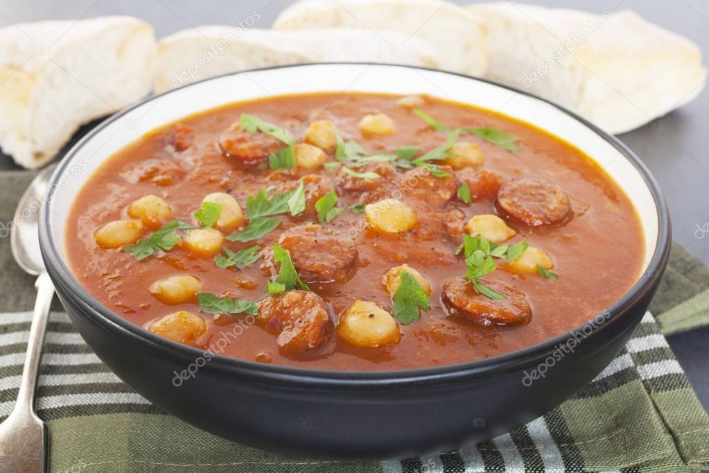 Tomato Chorizo Chickpea Soup
