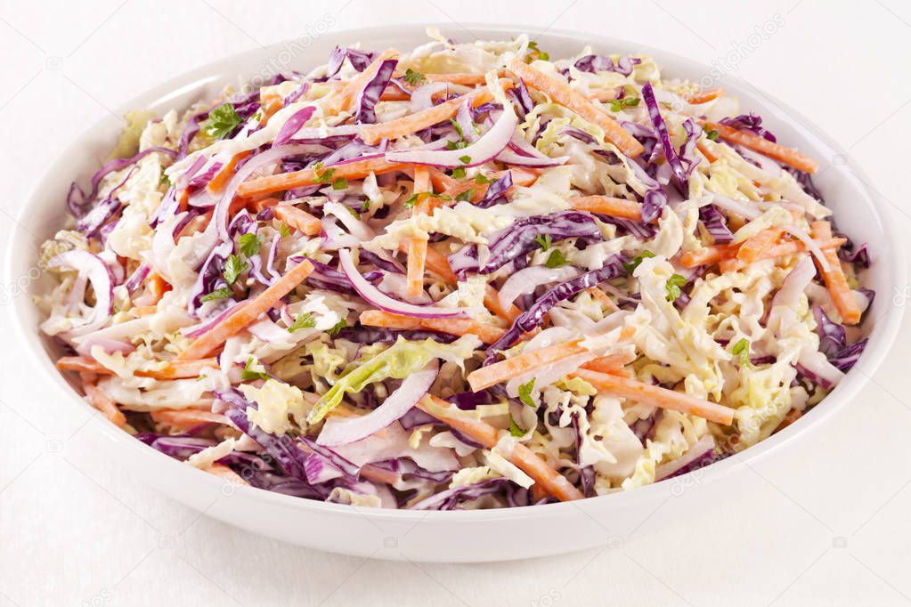 Coleslaw on a White Background