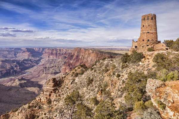 Gran Cañón Vista del Desierto y Watchtower — Foto de Stock
