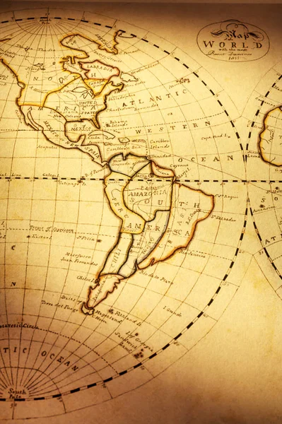 Old World Map Showing The Americas