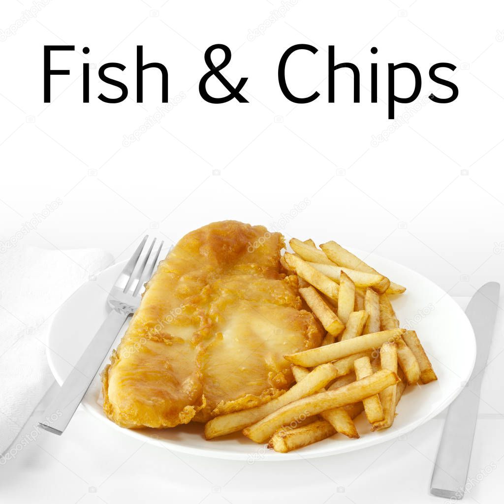 Fish and Chips on White
