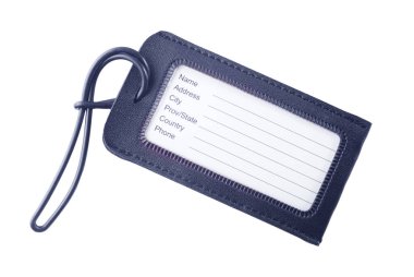 Leather Luggage Tag Isolated on White clipart