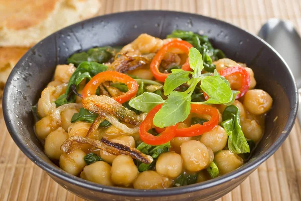 Garbanzos Curry Vegetariano Comida — Foto de Stock