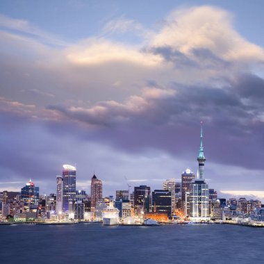 New Zealand Auckland Skyline Twilight Dramatic Sky clipart