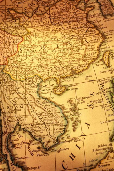 Gammal karta över Kina och Indokina — Stockfoto