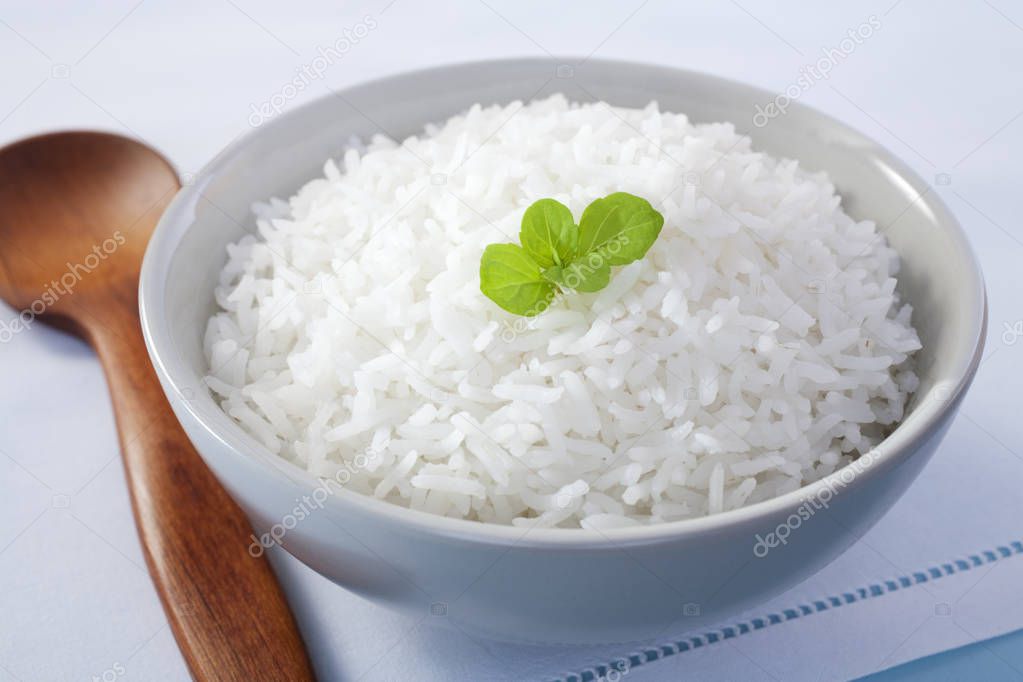 Rice with Coriander Sprig