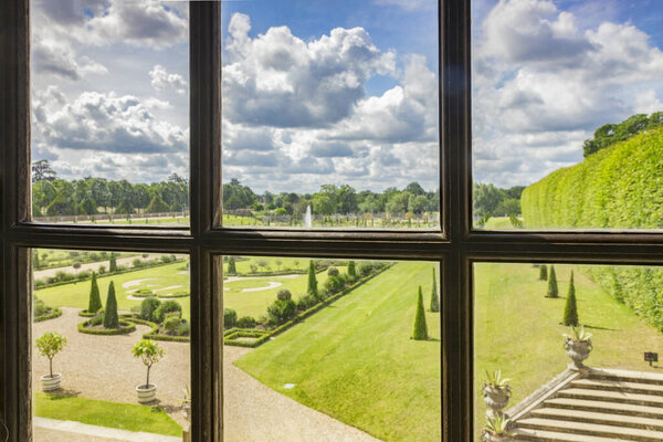 Hampton Court Garden View Through Window, UK