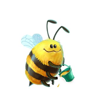 Tatlım gökyüzünde mutlu Arı sinek. Carakter çizgi film, çizgi roman için